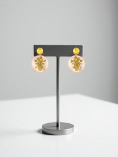 Van Gogh Sunflowers Earrings Studs with citrines and Mother of pearl.
