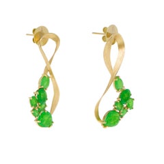 Van Gogh Wild Flowers Jade Earrings 'Malaysia Jade, 18k Gold'