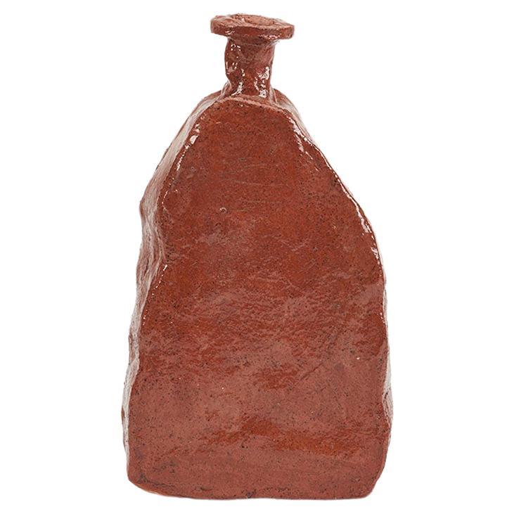 Vase Van Hooff en céramique "Aloi", en argile naturelle rouge, style africain contemporain
