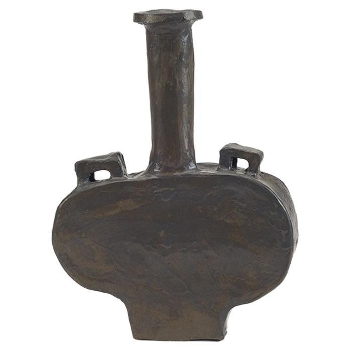 Van Hooff Ceramic Vase "Arka", in Dark Clay, Contemporary African, Style Vessel For Sale