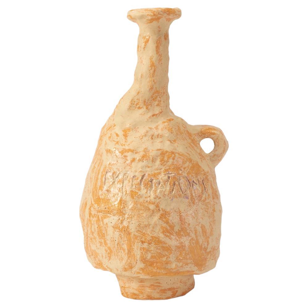 Van Hooff Ceramic Vase "Expectations", Natural Clay, Contemporary African Style For Sale