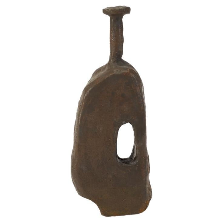 Van Hooff Ceramic Vase "Juso" Dark Brown Clay, Contemporary African Style Vessel For Sale