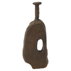 Van Hooff Ceramic Vase "Juso" Dark Brown Clay, Contemporary African Style Vessel