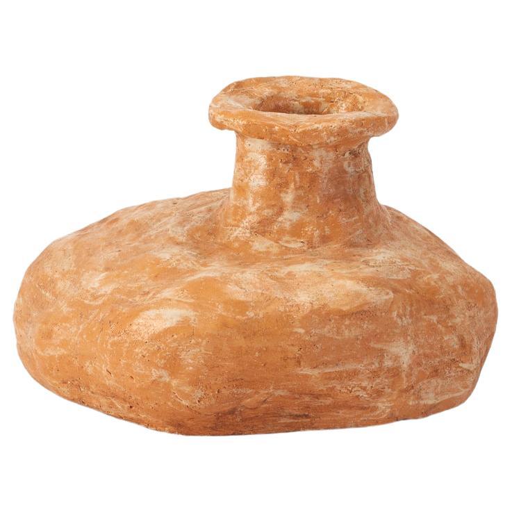 Van Hooff Ceramic Vase "Luno" in Natural Clay, Contemporary African Style Vessel For Sale