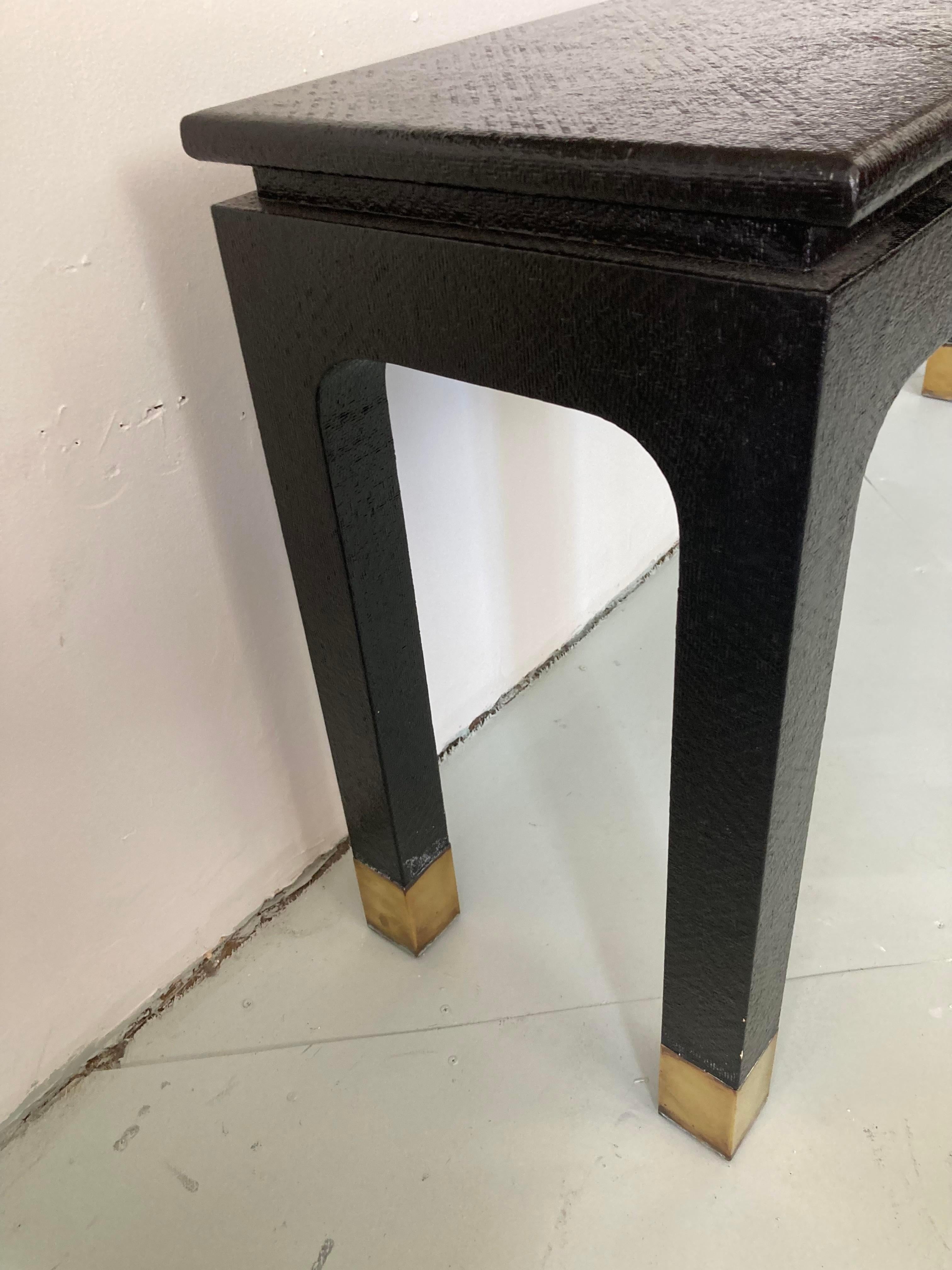 Late 20th Century Van Horn Black Lacquered Raffia Wrapped Console For Sale