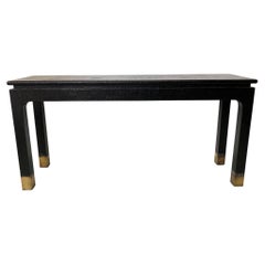 Van Horn Black Lacquered Raffia Wrapped Console