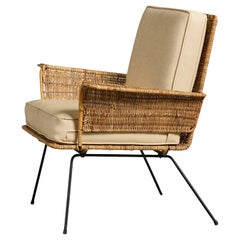 Van Keppel & Green Attribution, Lounge Chair, Metal, Rattan, Vinyl, USA, 1950s