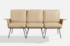 Van Keppel & Green Attribution, Sectional Sofa, Metal, Rattan, Vinyl, USA, 1950s