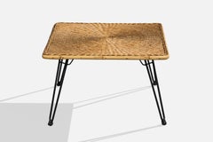 Van Keppel & Green Attribution, Side Table, Metal, Rattan, USA, 1950s