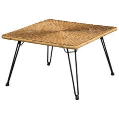 Van Keppel & Green Attribution, Side Table, Metal, Rattan, USA, 1950s