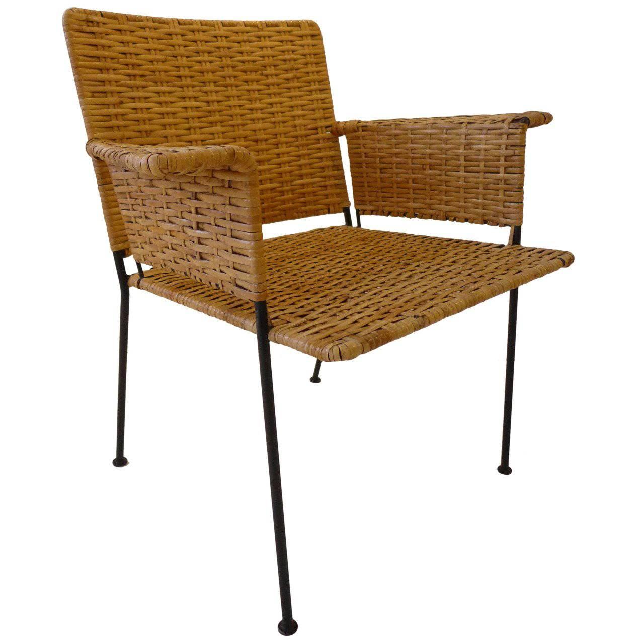 Van Keppel-Green Chair in Wrought Iron and Rattan