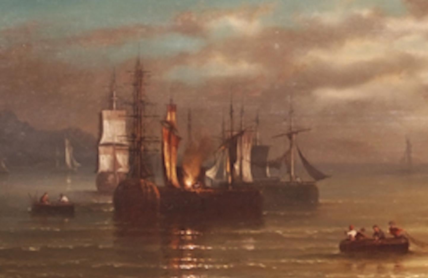 Marin in der Dämmerung von Nederland aus – Painting von VAN KOPP