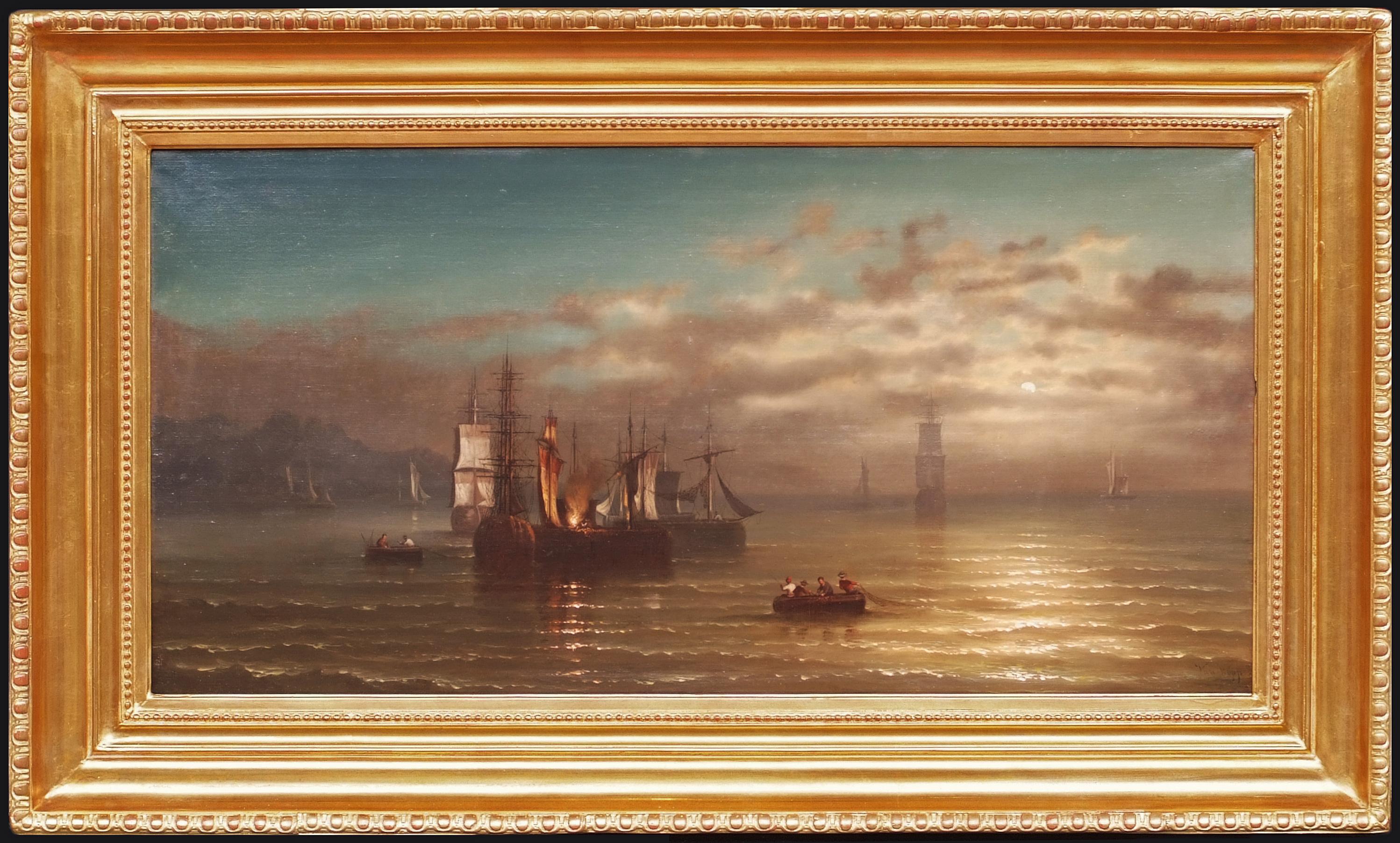 VAN KOPP Landscape Painting – Marin in der Dämmerung von Nederland aus