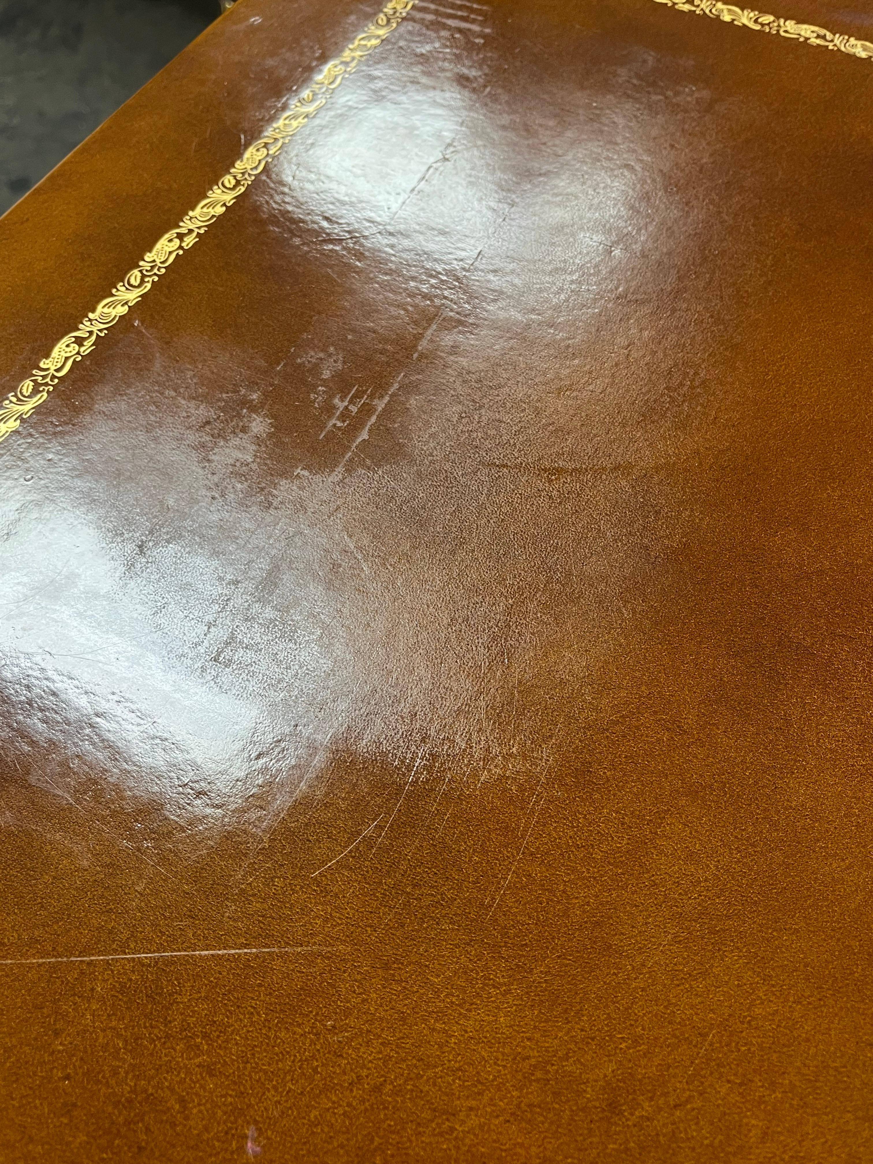 Van Sciver Tooled Leather Game Table For Sale 1