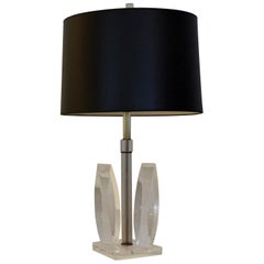 Van Teal Attributed Sculptural Acrylic / Lucite with Brass Accents Table Lamp