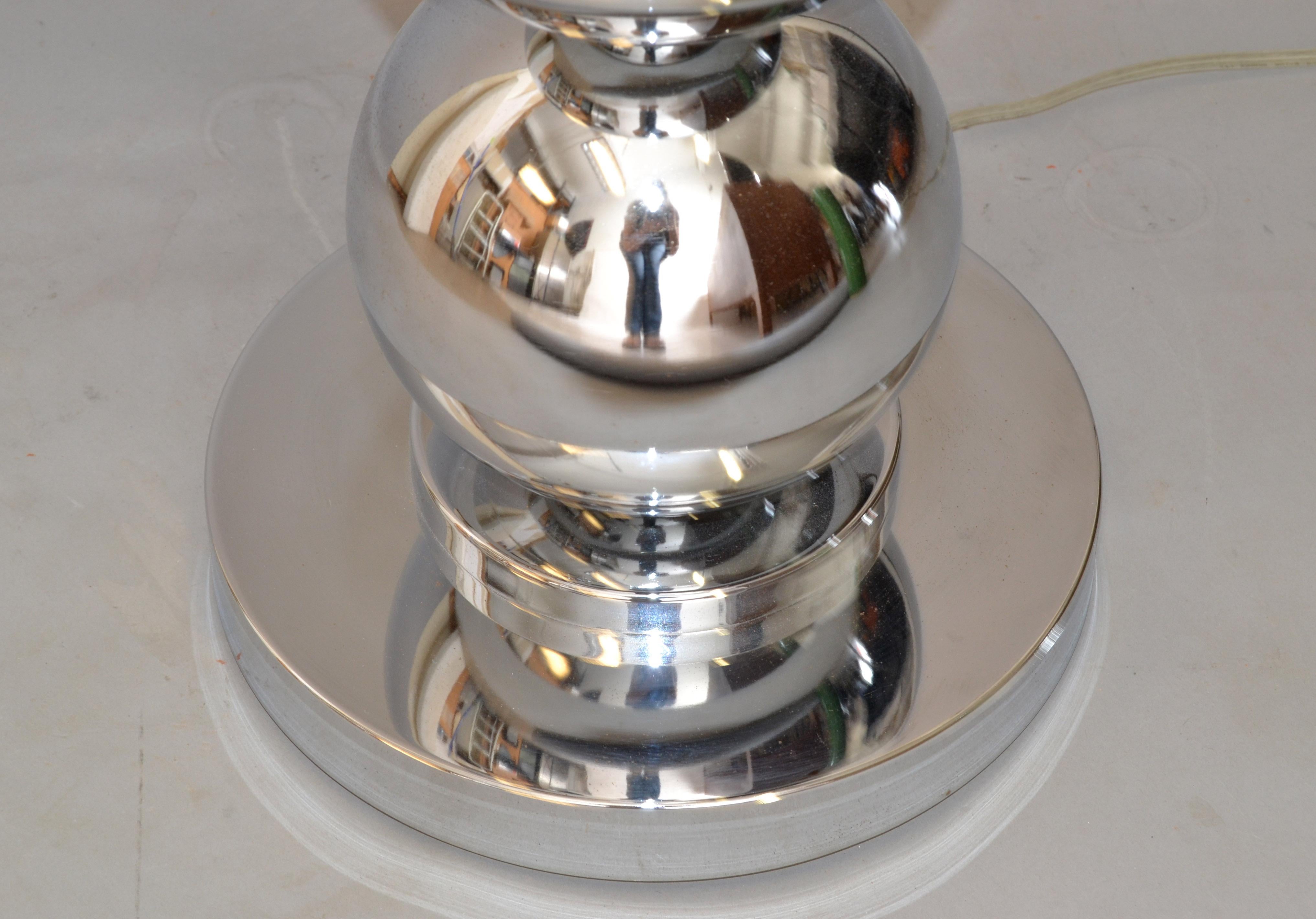 Van Teal Mid-Century Modern 2 Light Chrome Ball Floor Lamp Silver Black Shade 80 For Sale 6