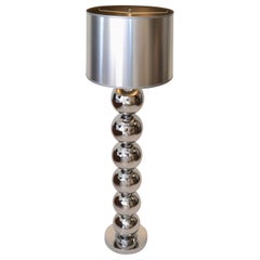 Van Teal Mid-Century Modern 2 Light Chrome Ball Floor Lamp Silver Black Shade 80