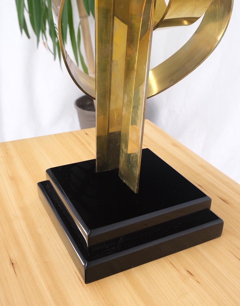 Van Teal Mid-Century Modern Brass Ribbon Abstract Sculpture on Black ...