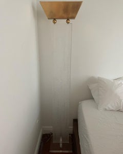 Van Teal Textured Lucite and Gilt Torchiere Floor Lamp, 1980s