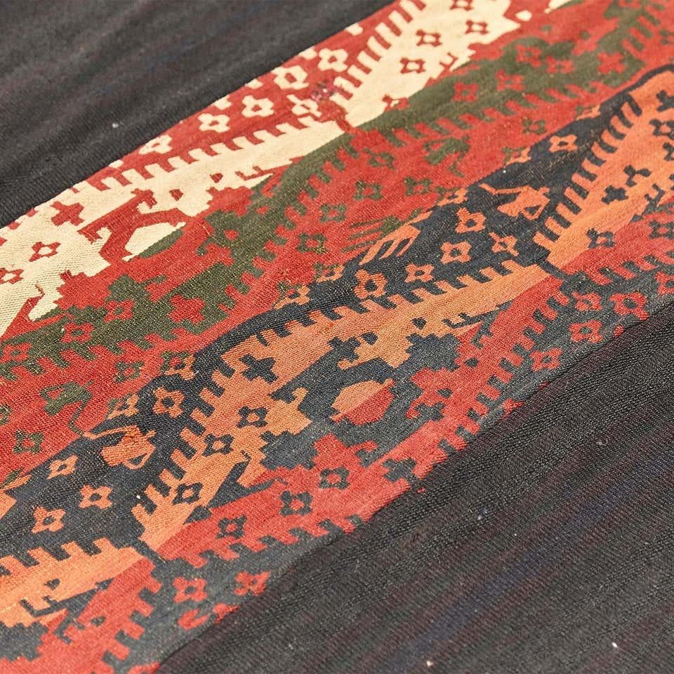 Van Turkey Hand Knotted Wool Red Green Blue Black Rug For Sale 6