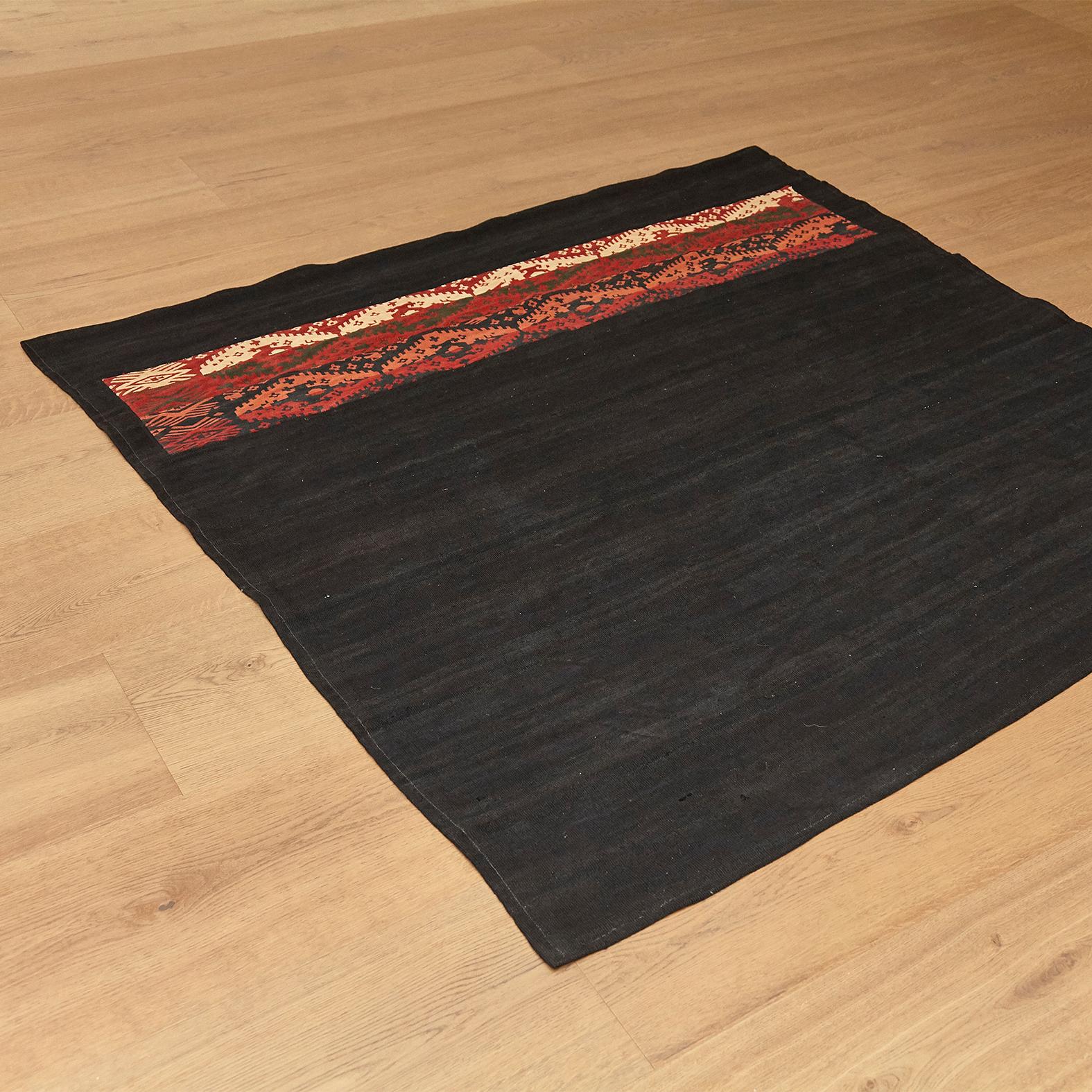 Kilim Van Turkey Hand Knotted Wool Red Green Blue Black Rug