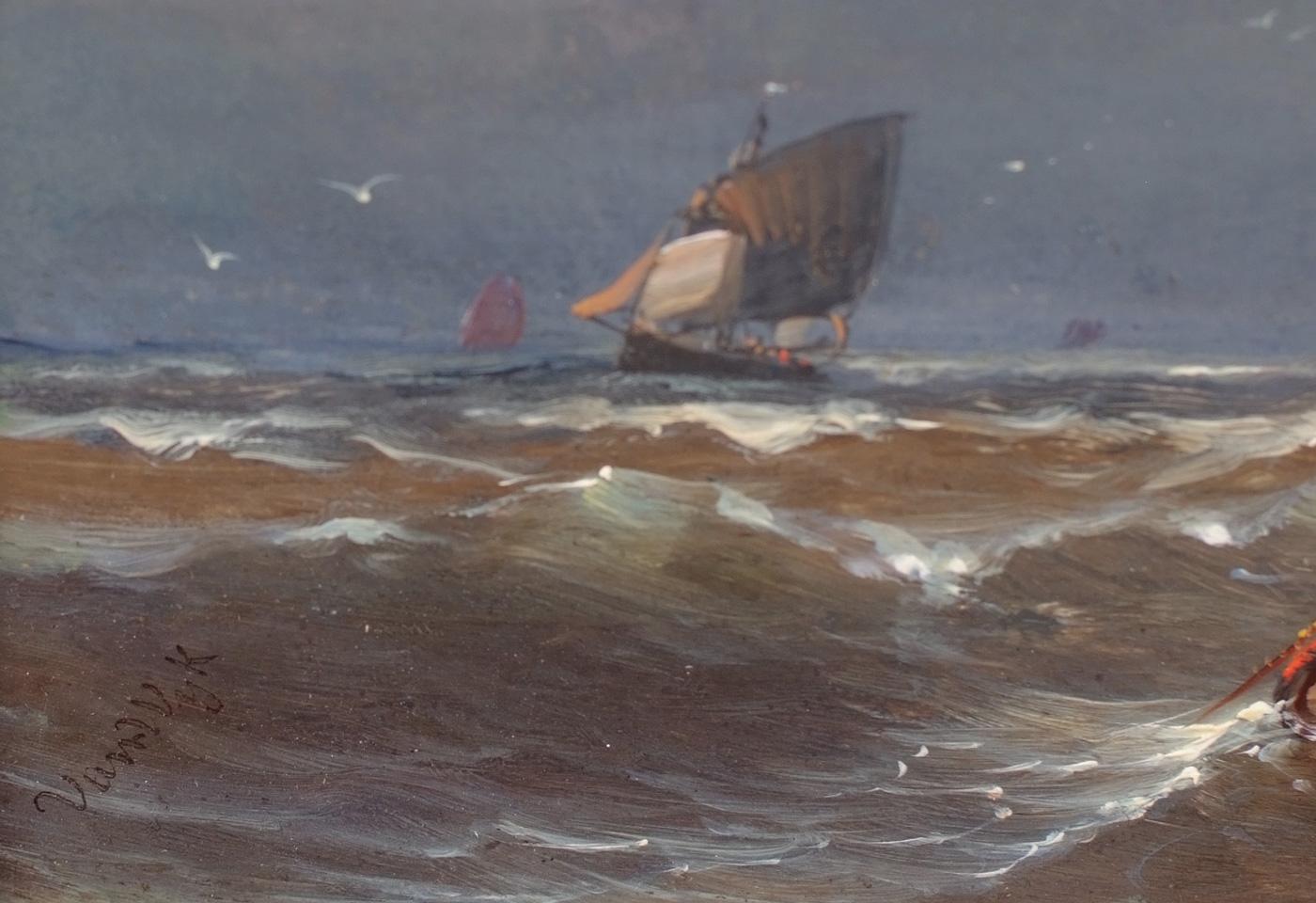 Marines im Paar - Niederländische Malerei 19. (Braun), Landscape Painting, von VAN WYK Henri