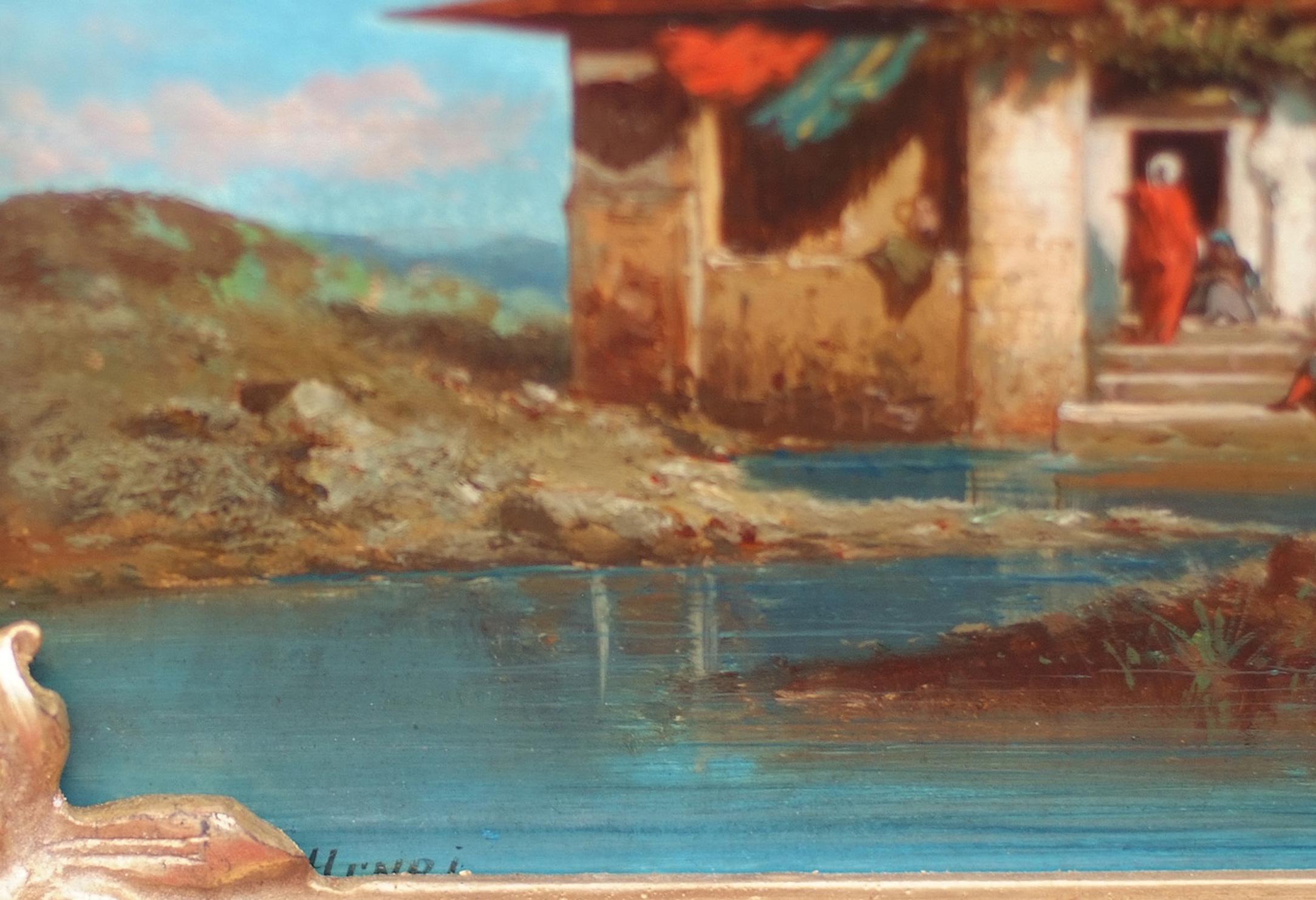 Orientalist Scenes in Pair - Dutch Painting 19th Century For Sale 1