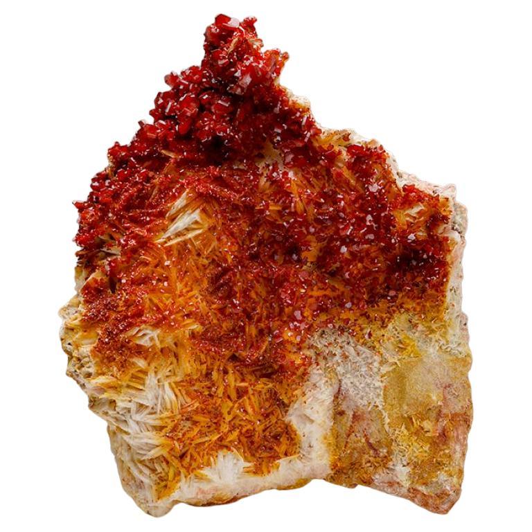 Vanadinite Crystal Cluster on Barite  - From Mibladen, Atlas Mountains, Khénifra