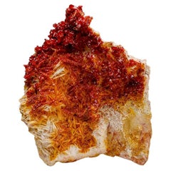 Racimo de cristales de vanadinita sobre barita  - Desde Mibladen, Montañas del Atlas, Khénifra