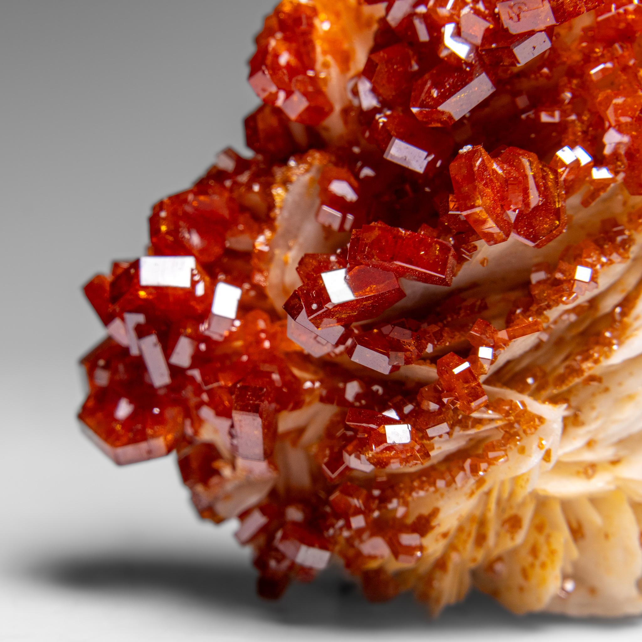 Vanadinite Crystal Cluster on Barite from Mibladen, Atlas Mountains, Morocco For Sale 2