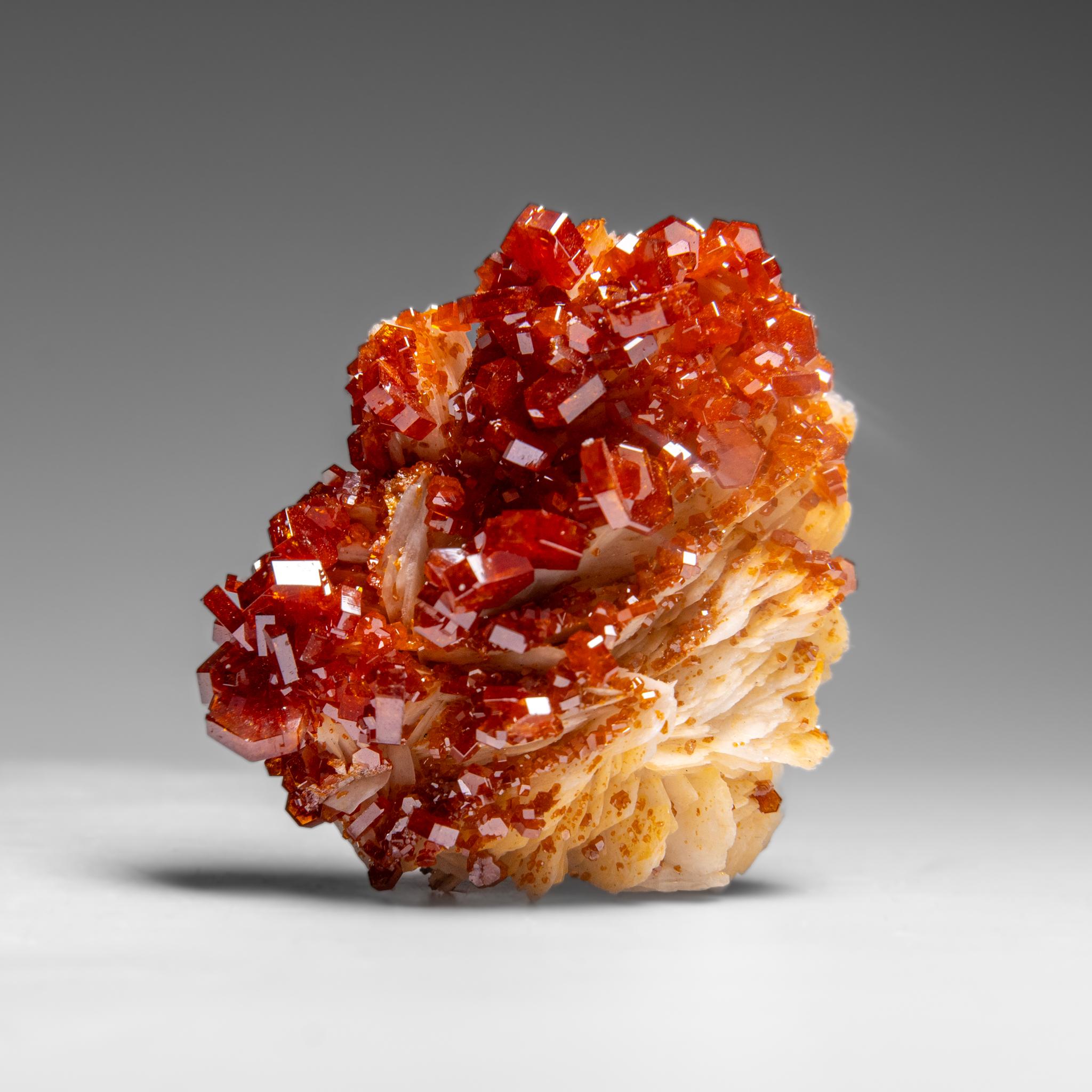 Vanadinite Crystal Cluster on Barite from Mibladen, Atlas Mountains, Morocco For Sale