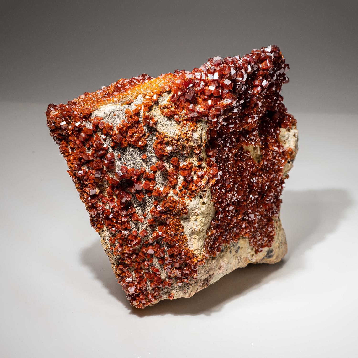 Moroccan Vanadinite Crystal Cluster on Matrix from Mibladen, Atlas Mountains, Khénifra Pr For Sale