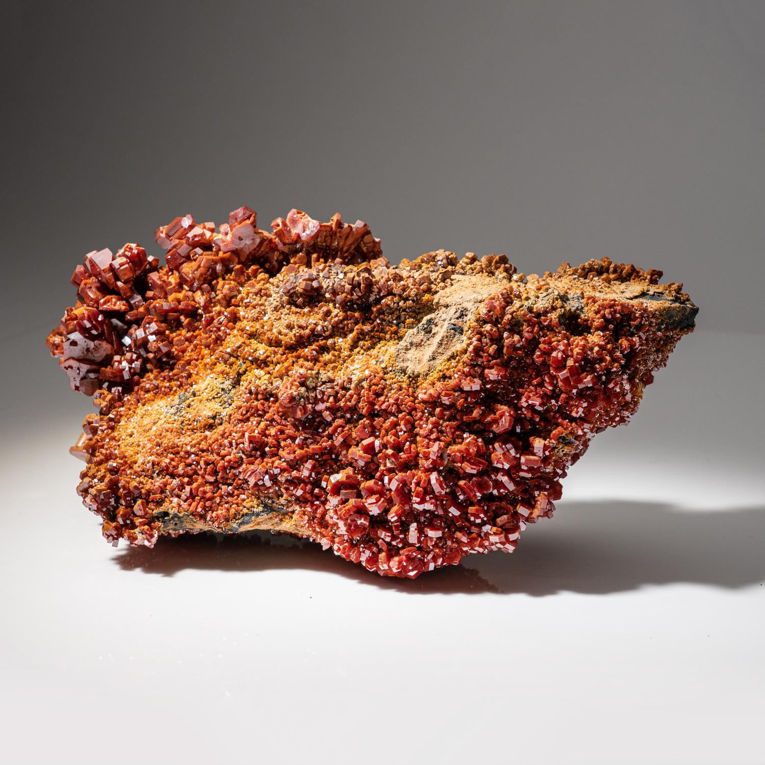 Moroccan Vanadinite Crystal Cluster on Matrix from Mibladen, Atlas Mountains, Khénifra Pr For Sale