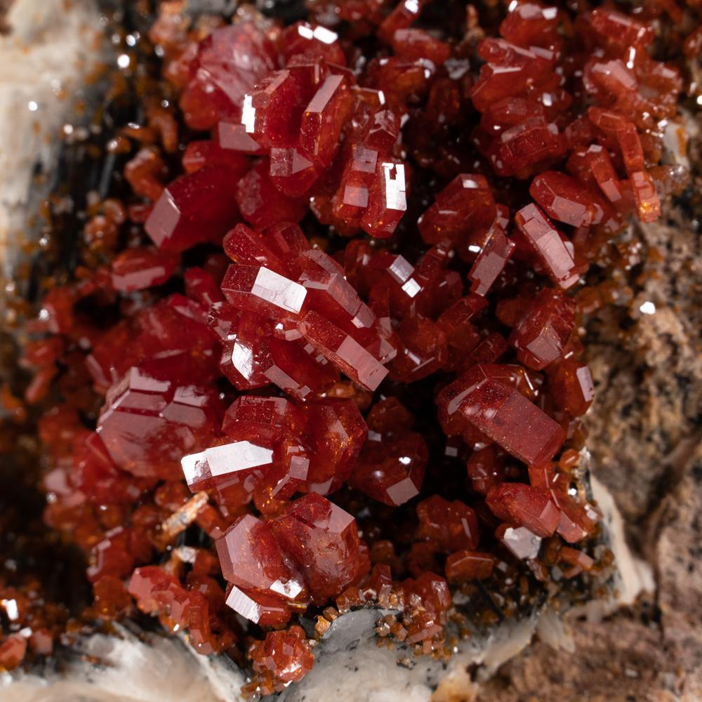 Moroccan Vanadinite Crystal Cluster on Matrix - From Mibladen, Atlas Mountains, Morocco For Sale