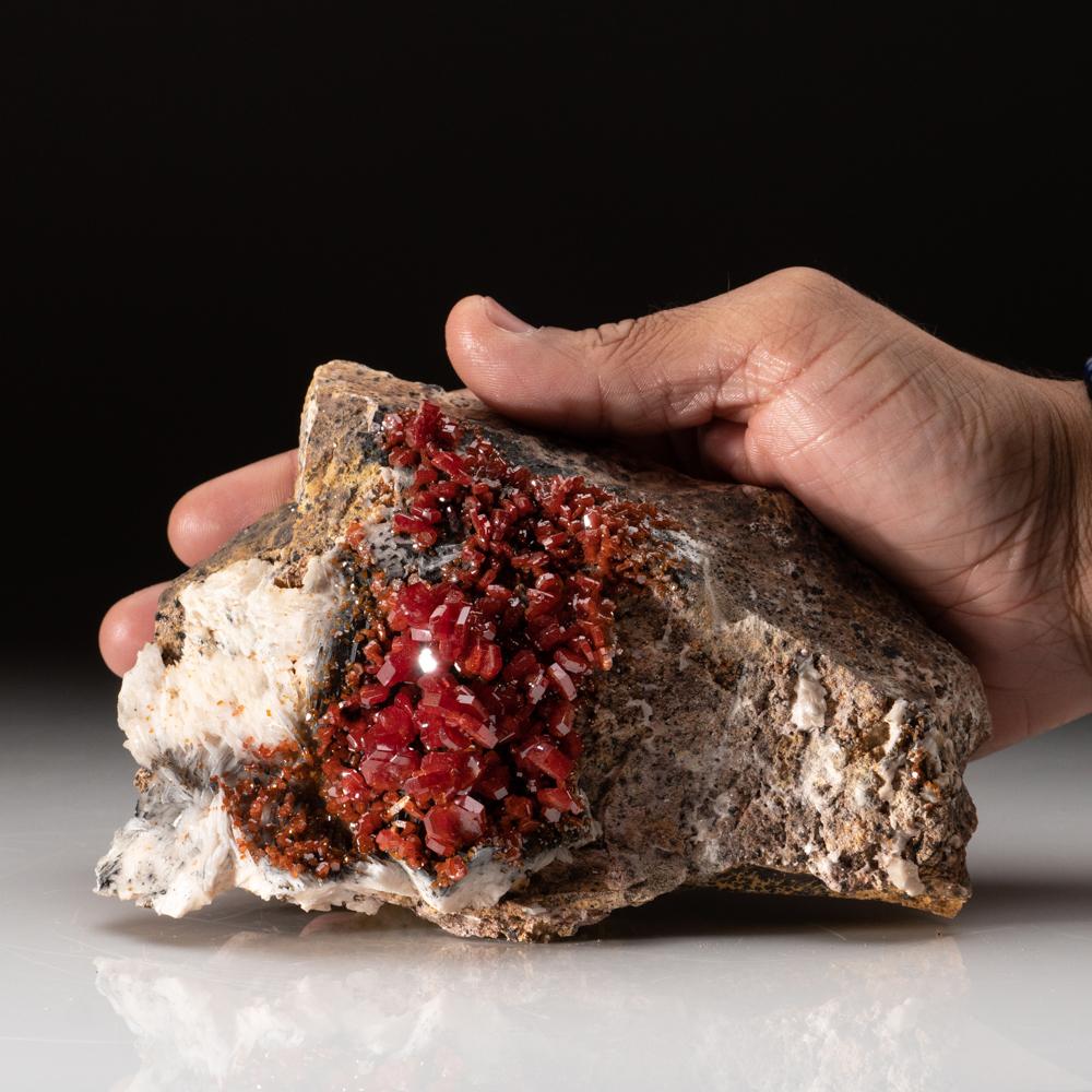 Contemporary Vanadinite Crystal Cluster on Matrix - From Mibladen, Atlas Mountains, Morocco For Sale