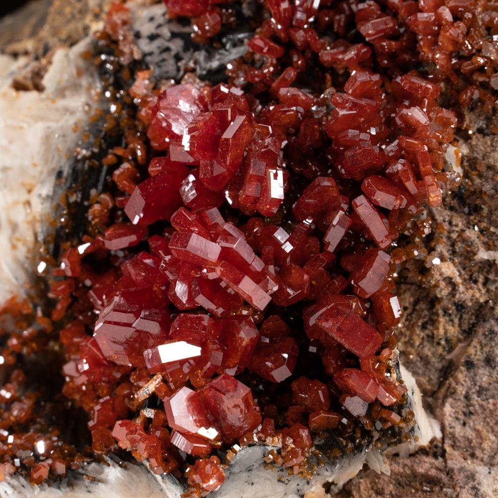 Vanadinite Crystal Cluster on Matrix - From Mibladen, Atlas Mountains, Morocco For Sale 1