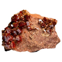 Vanadinite Crystal Cluster on Matrix - From Mibladen, Atlas Mountains, Morocco