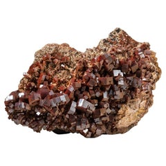Antique Vanadinite Crystal Cluster on Matrix From Morocco