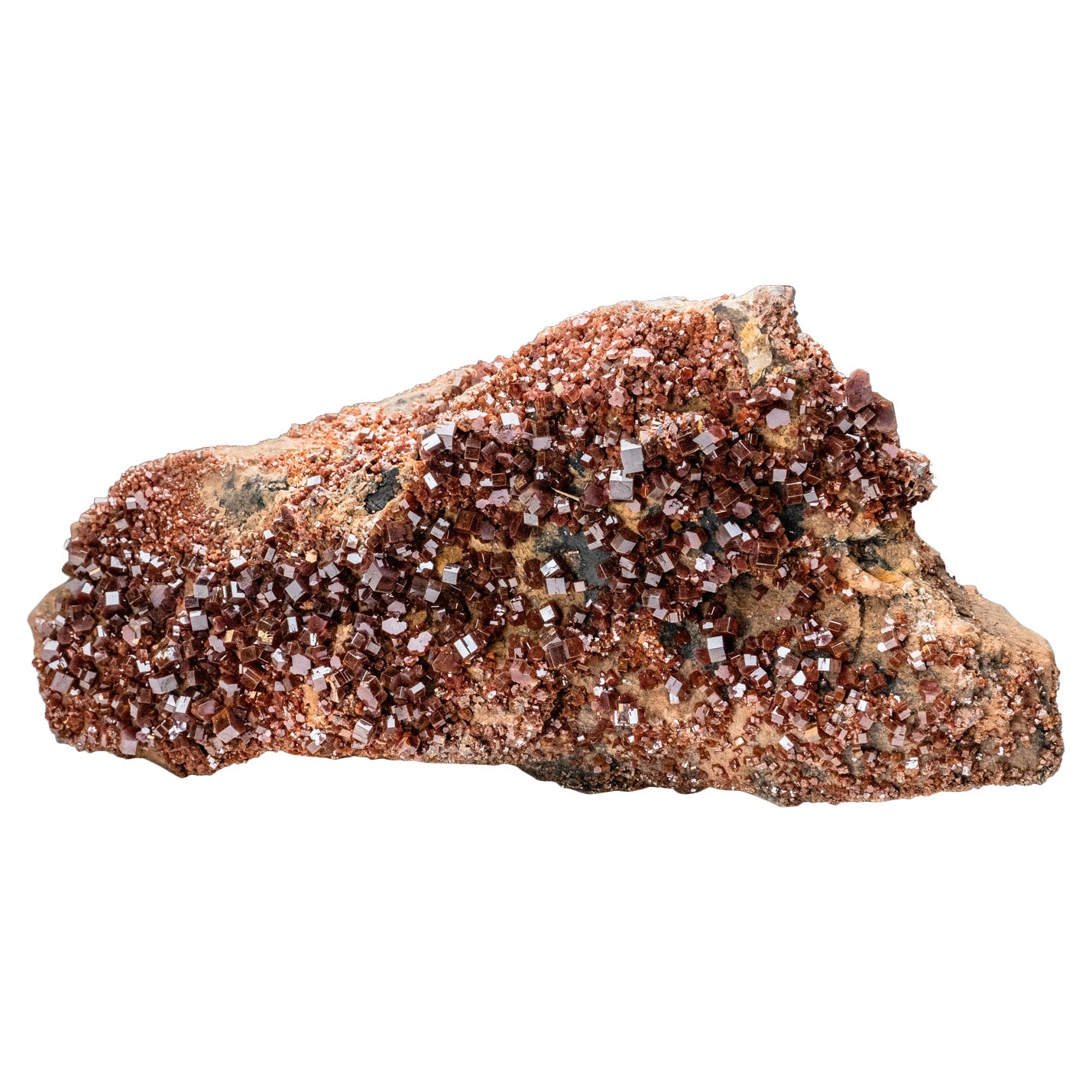 Vanadinit-Kristall-Cluster mit Barite-Matrix aus Mibladen, Marokko