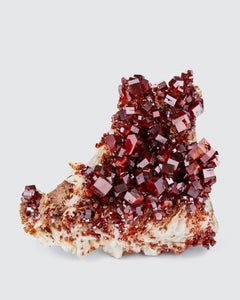 Vanadinite on Barite, Mibladen, Midelt Cercle, Midelt Prov., Maroc