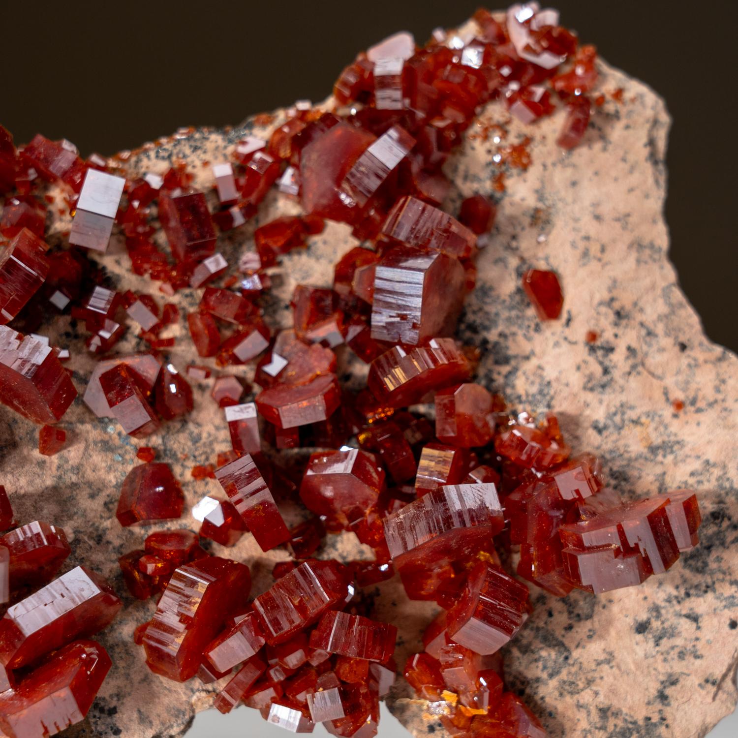 Contemporary Vanadinite on matrix From Mibladen, Atlas Mountains, Khénifra Province, Morocco For Sale