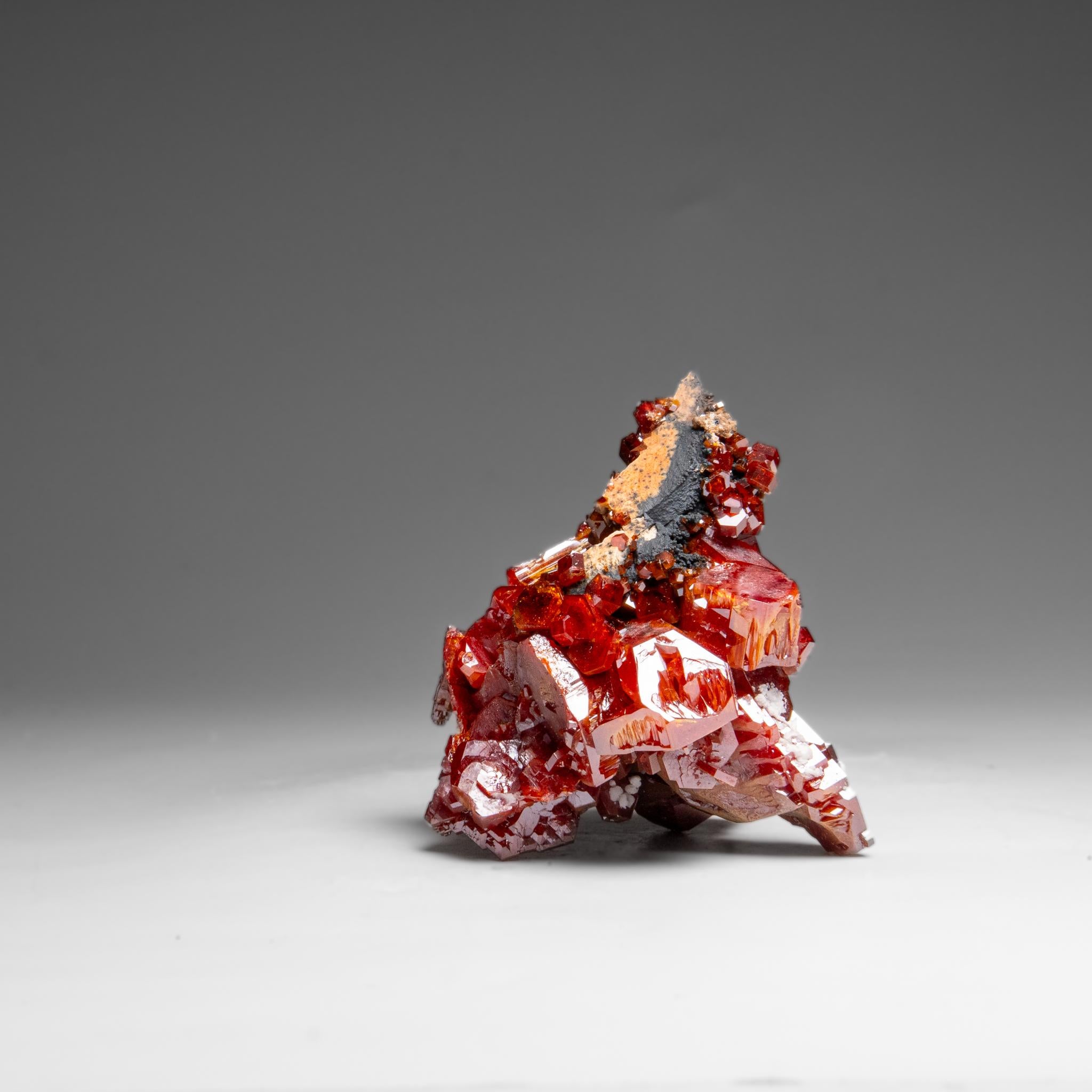 Amas de cristaux de vanadinite (croissance hoppée parallèle) du Maroc (146. grammes) en vente 4