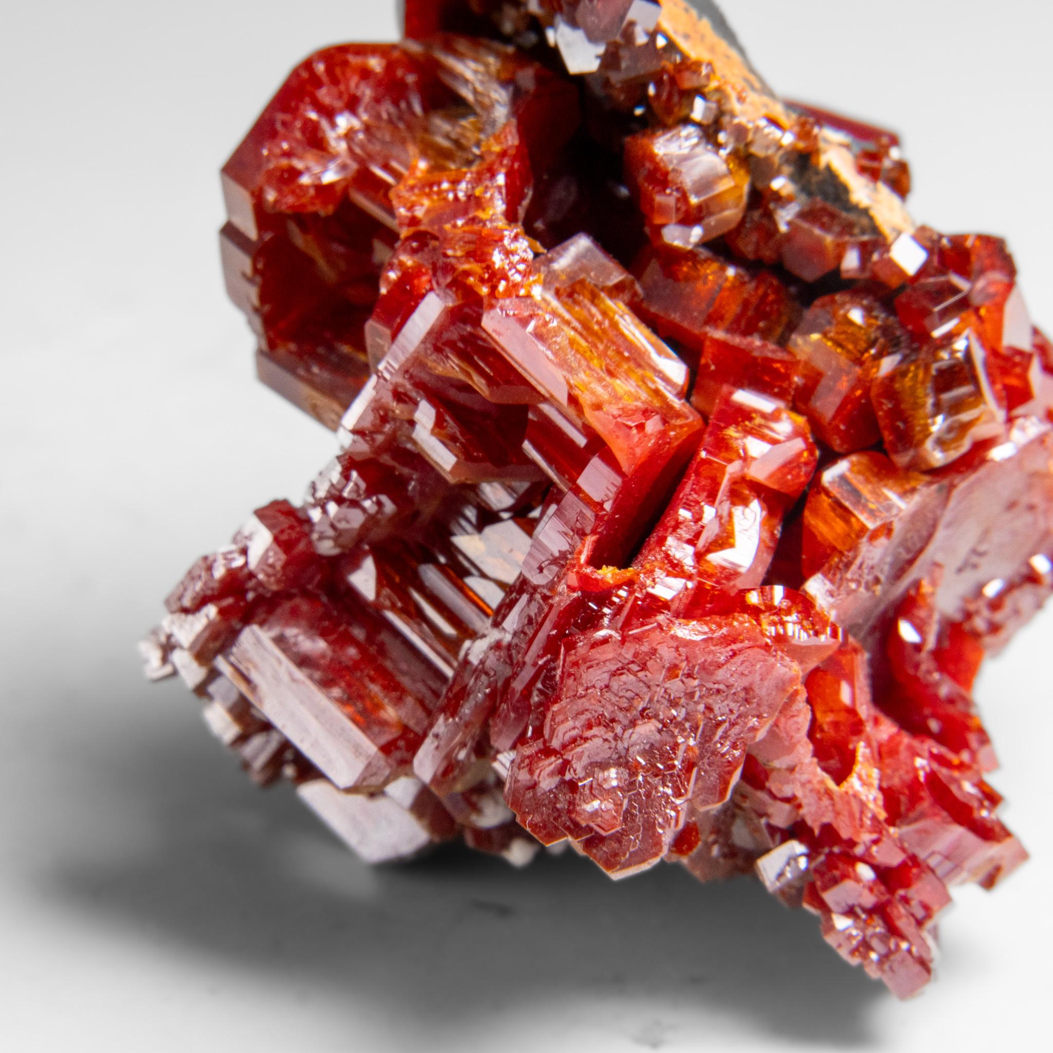 Amas de cristaux de vanadinite (croissance hoppée parallèle) du Maroc (146. grammes) en vente 2