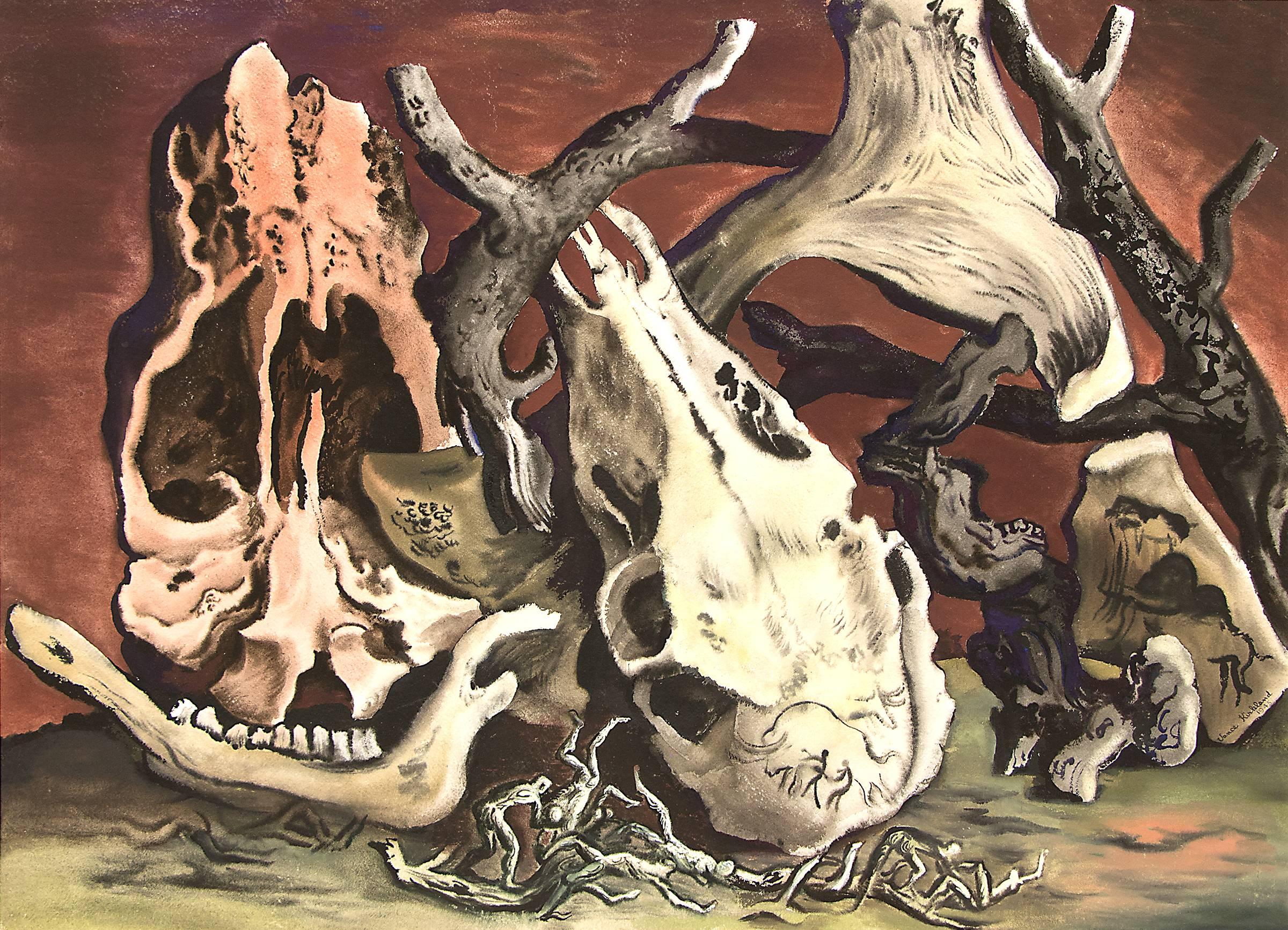 Untitled (Five Million Years Ago) - Surrealist Painting by Vance Kirkland