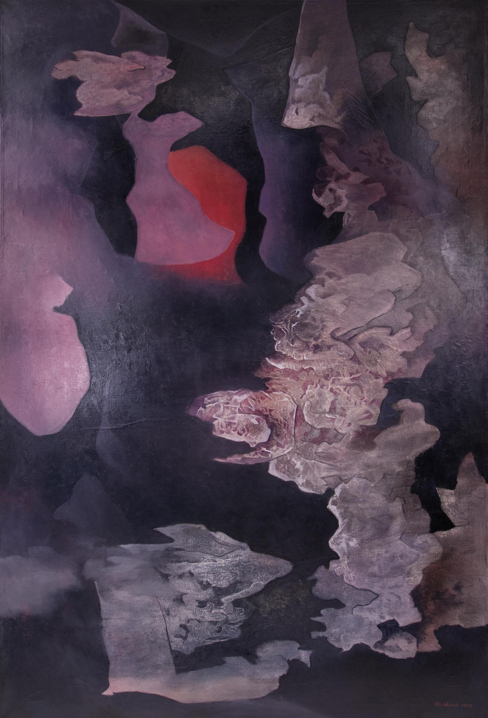Vance Kirkland Abstract Painting - Coral, Amethyst and Grey (Fire and Ice)