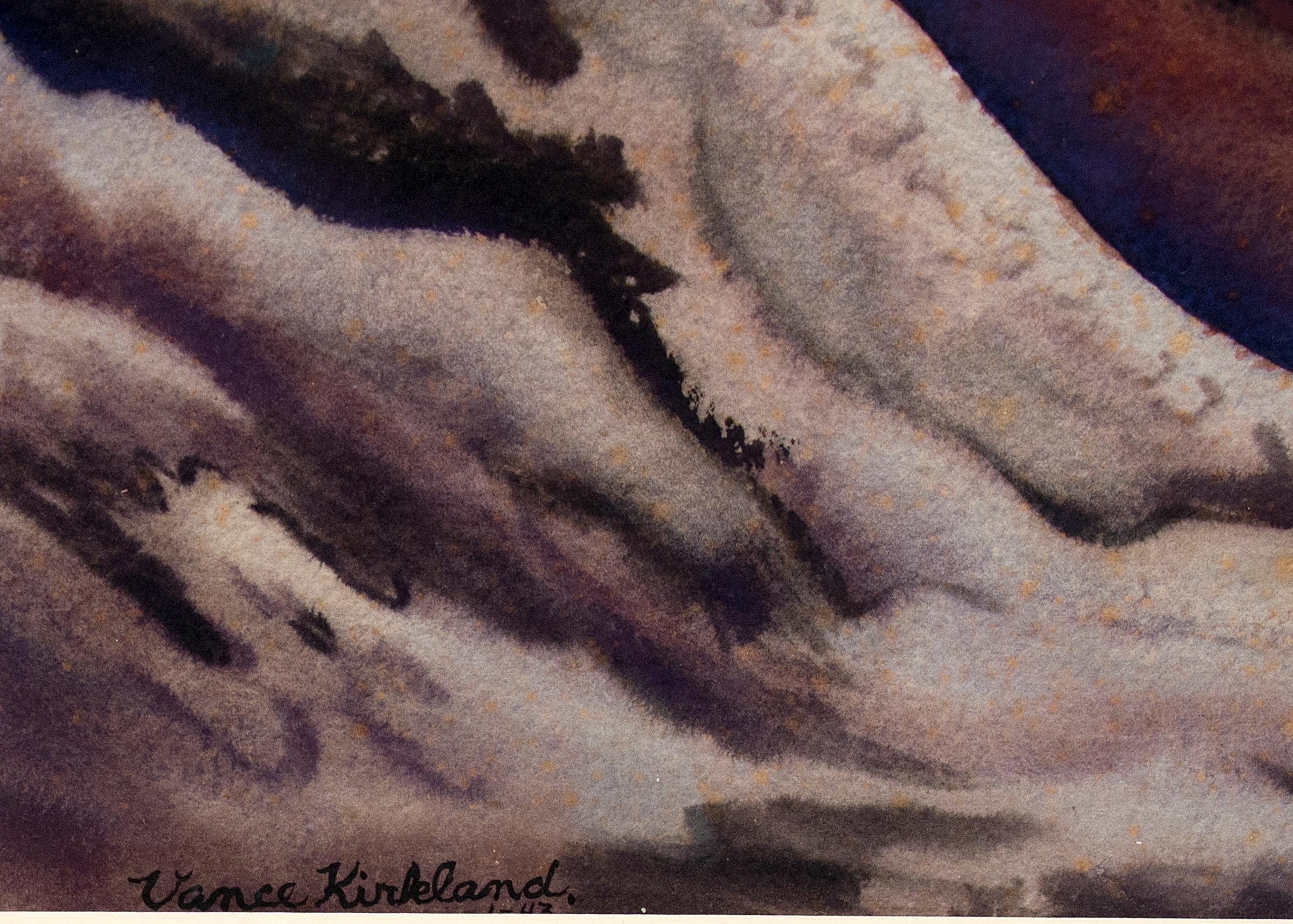 Sketching at Red Rocks, paysage de montagne original des années 1940, Colorado - Modernisme américain Painting par Vance Kirkland