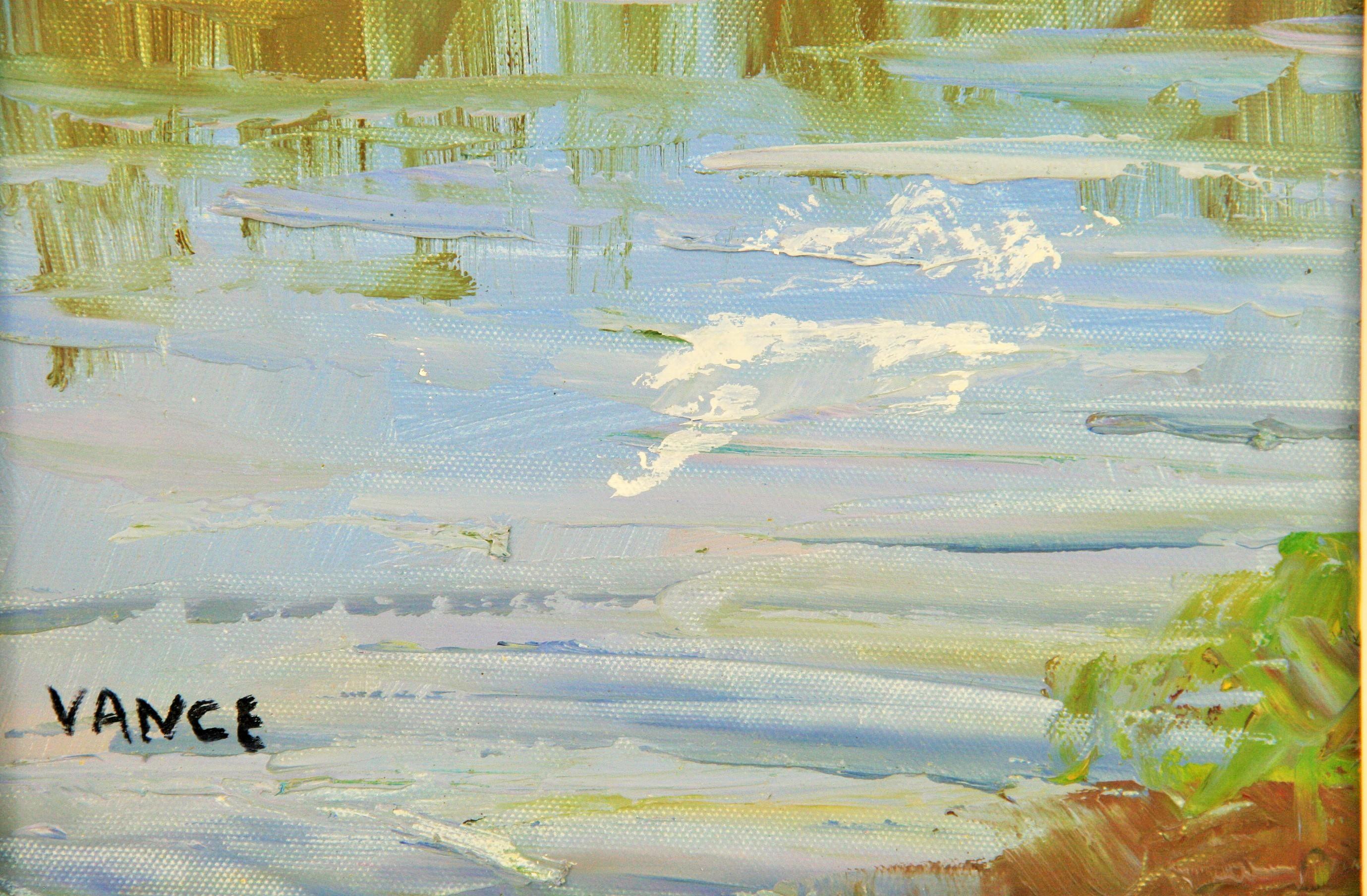 Water Under The Bridge Impressionist Landscape - Painting by Vance