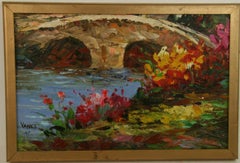 Vintage Water Under The Bridge Impressionist Landscape