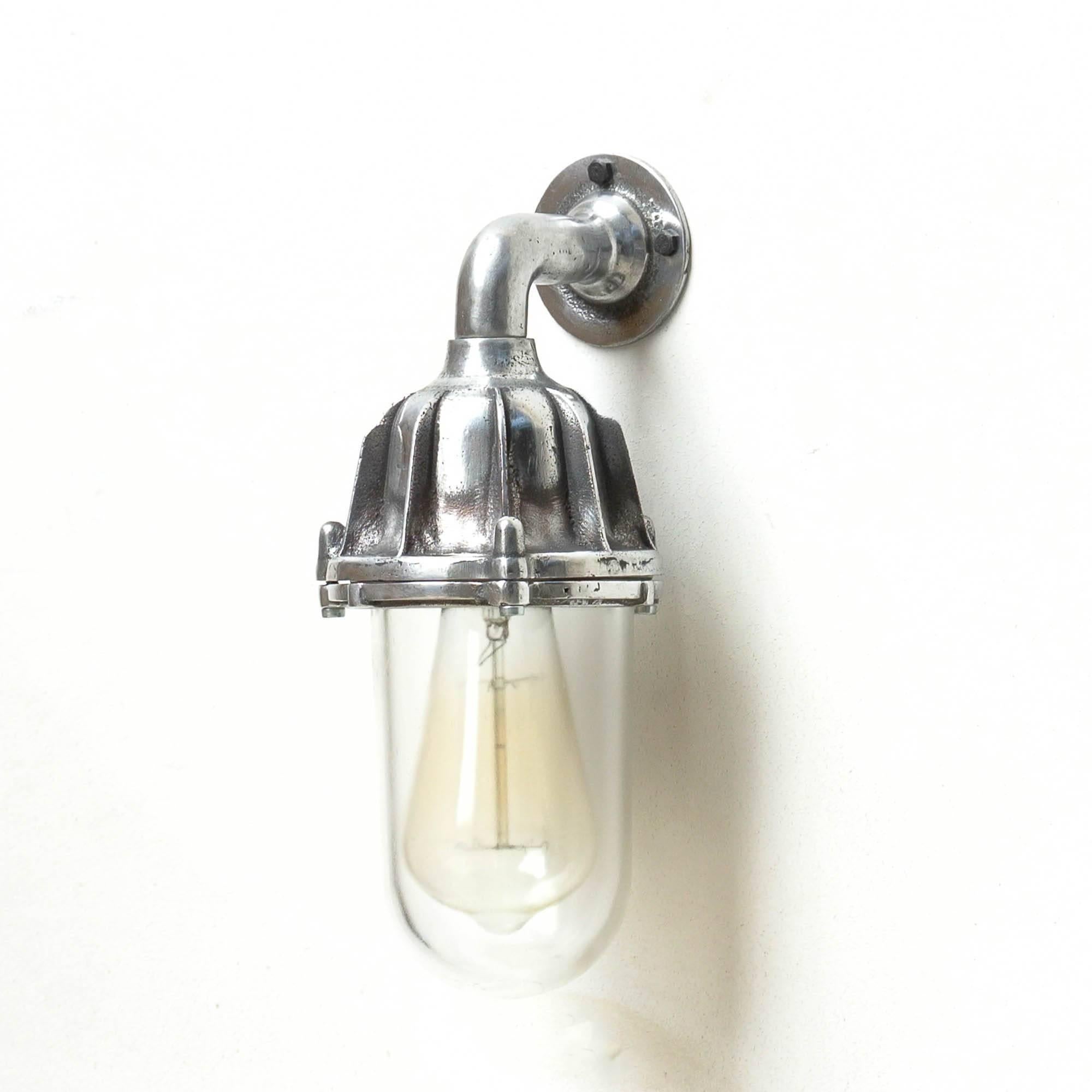 Industrial Vance’s Wall Light, Transparent Glass, circa 1950 For Sale