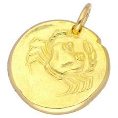 Vintage Van Cleef & Arpels Crab Zodiac Gold Medal Charm Mini K18 YG W19.04mm×H18.94mm 